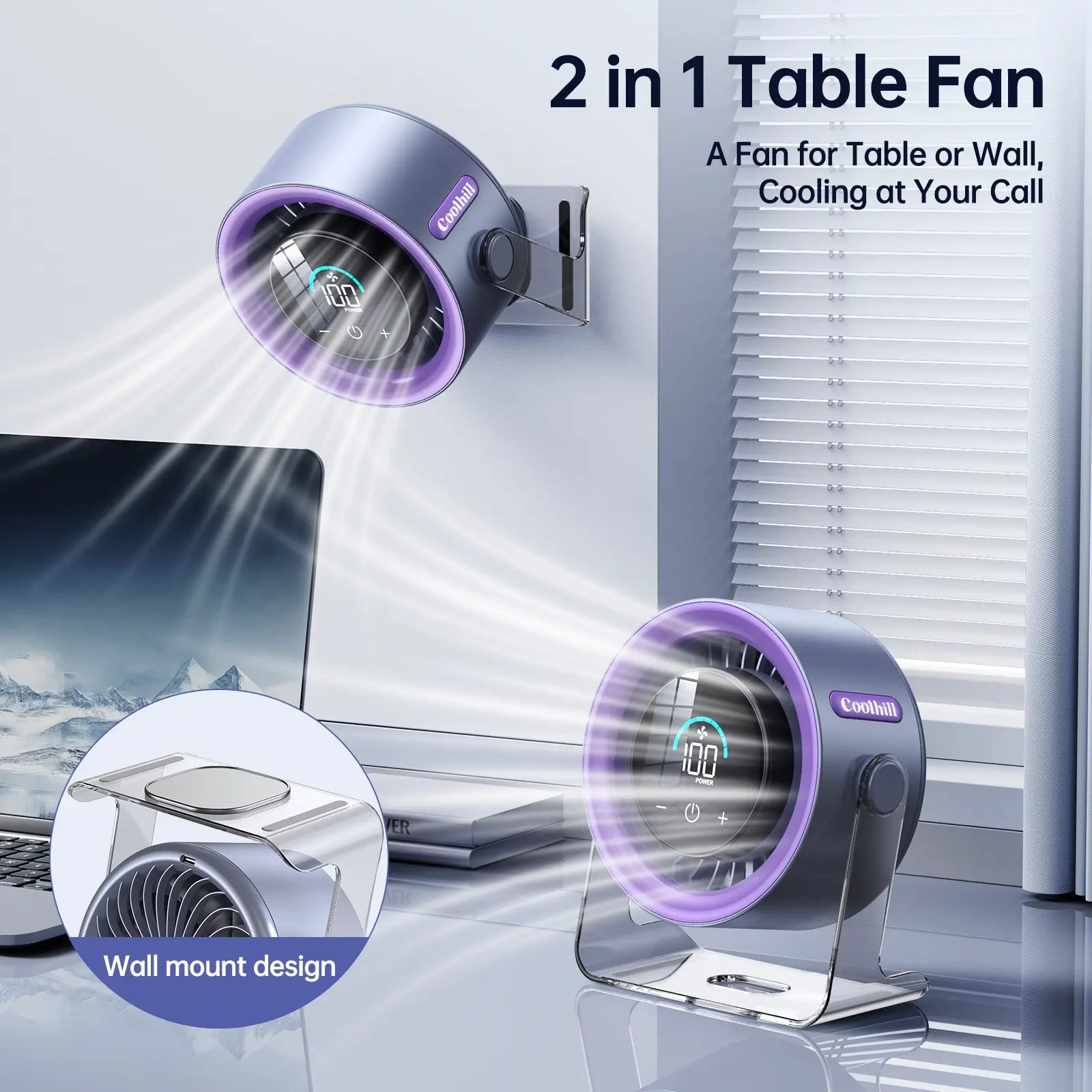 Two in one table fan and wall mounted fan design