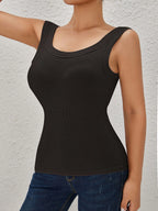 Ribbed Workout Tank Top with Built-in Bra for Women