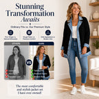 Seasonal Style🛍️Women’s Elegant Denim Spliced Ribbed Knit Coat