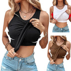 Ribbed Workout Tank Top with Built-in Bra for Women