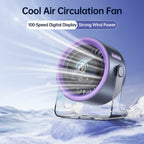 Ventilateur de table Turbo avec 100 réglages de vitesse – Silencieux, refroidissement puissant