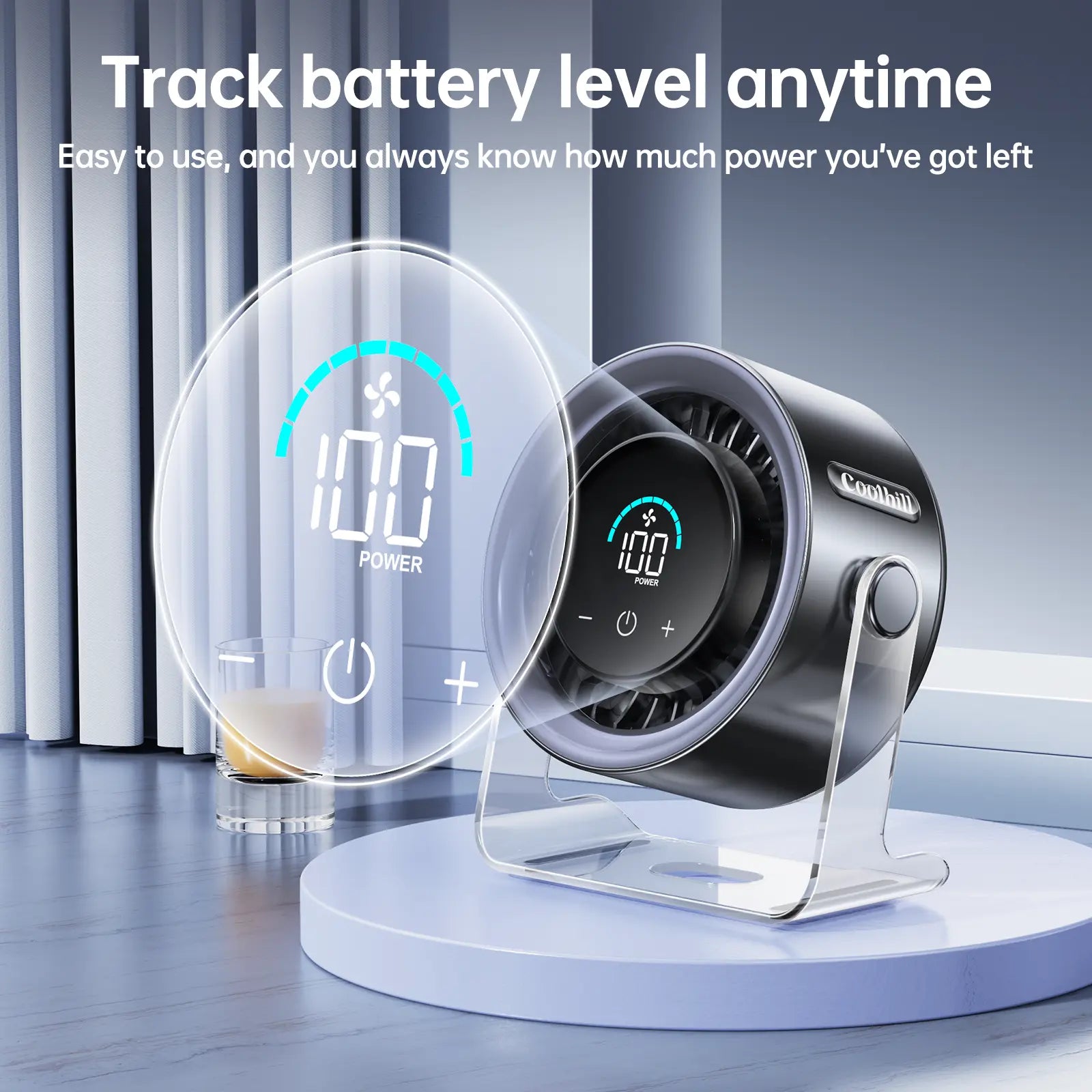 Turbo fan LED display and battery level
