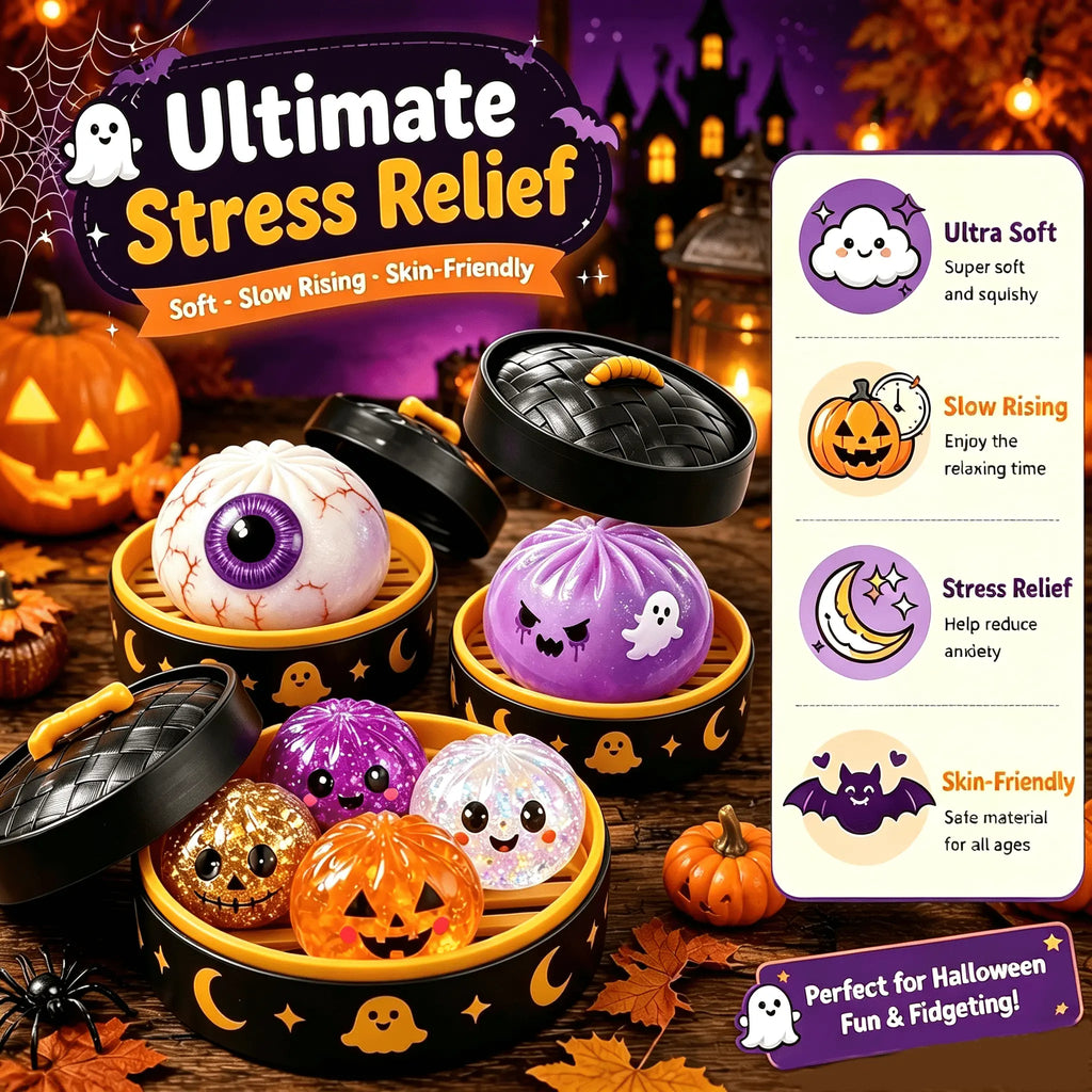Halloween Ghost Dumpling Squishy Toy Set