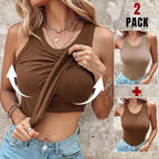 Ribbed Workout Tank Top with Built-in Bra for Women