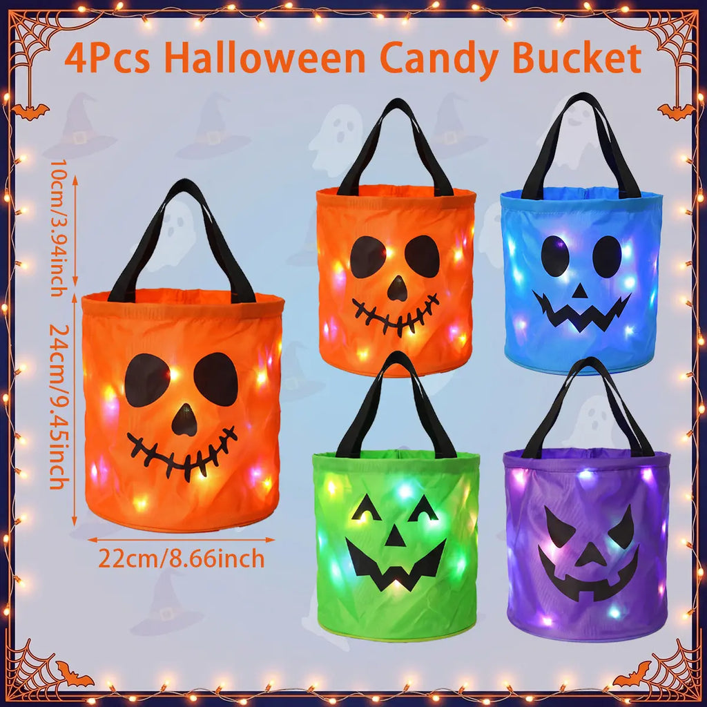 LED Halloween Candy Buckets – 3 or 4-Piece Trick-or-Treat Set