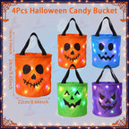 Seaux de bonbons d'Halloween à LED – Ensemble de 3 ou 4 pièces pour la cueillette de bonbons