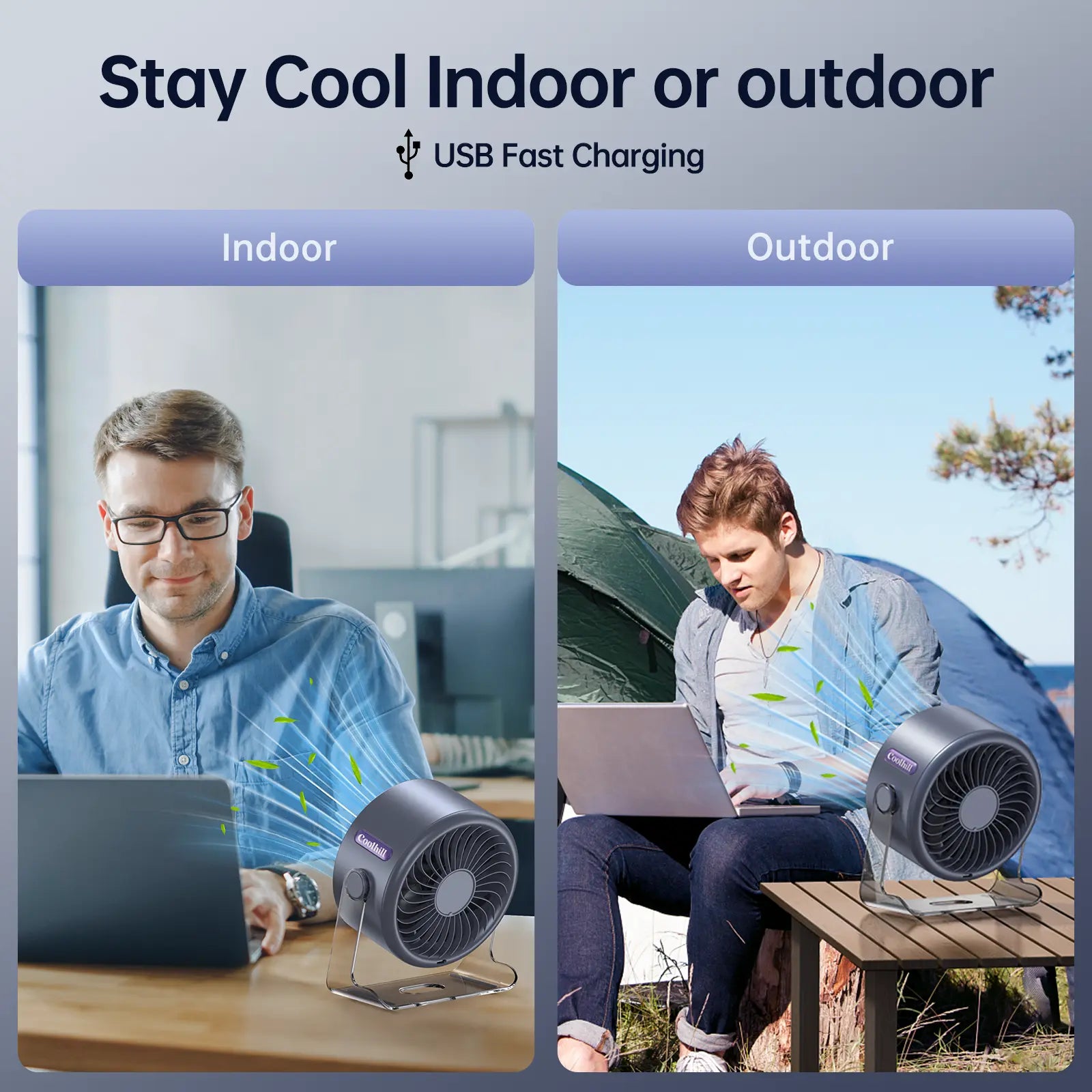 Portable fan for indoor and outdoor use