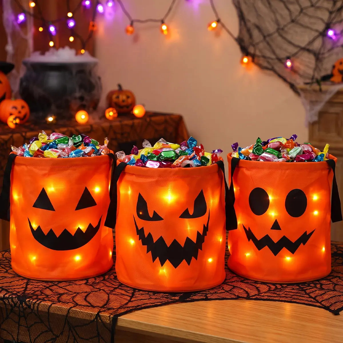 LED Halloween Candy Buckets – 3 or 4-Piece Trick-or-Treat Set