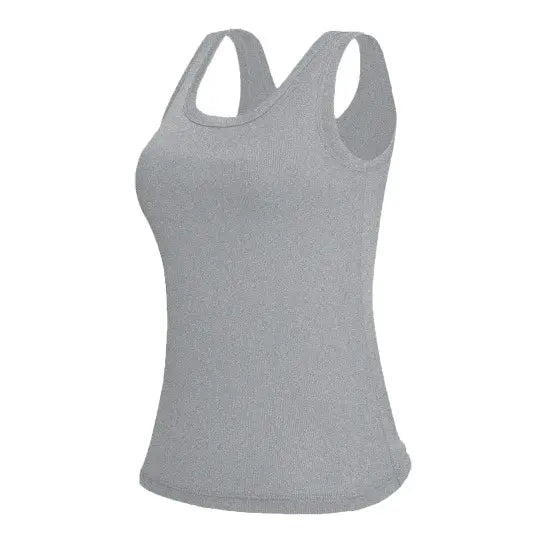 Ribbed Workout Tank Top with Built-in Bra for Women