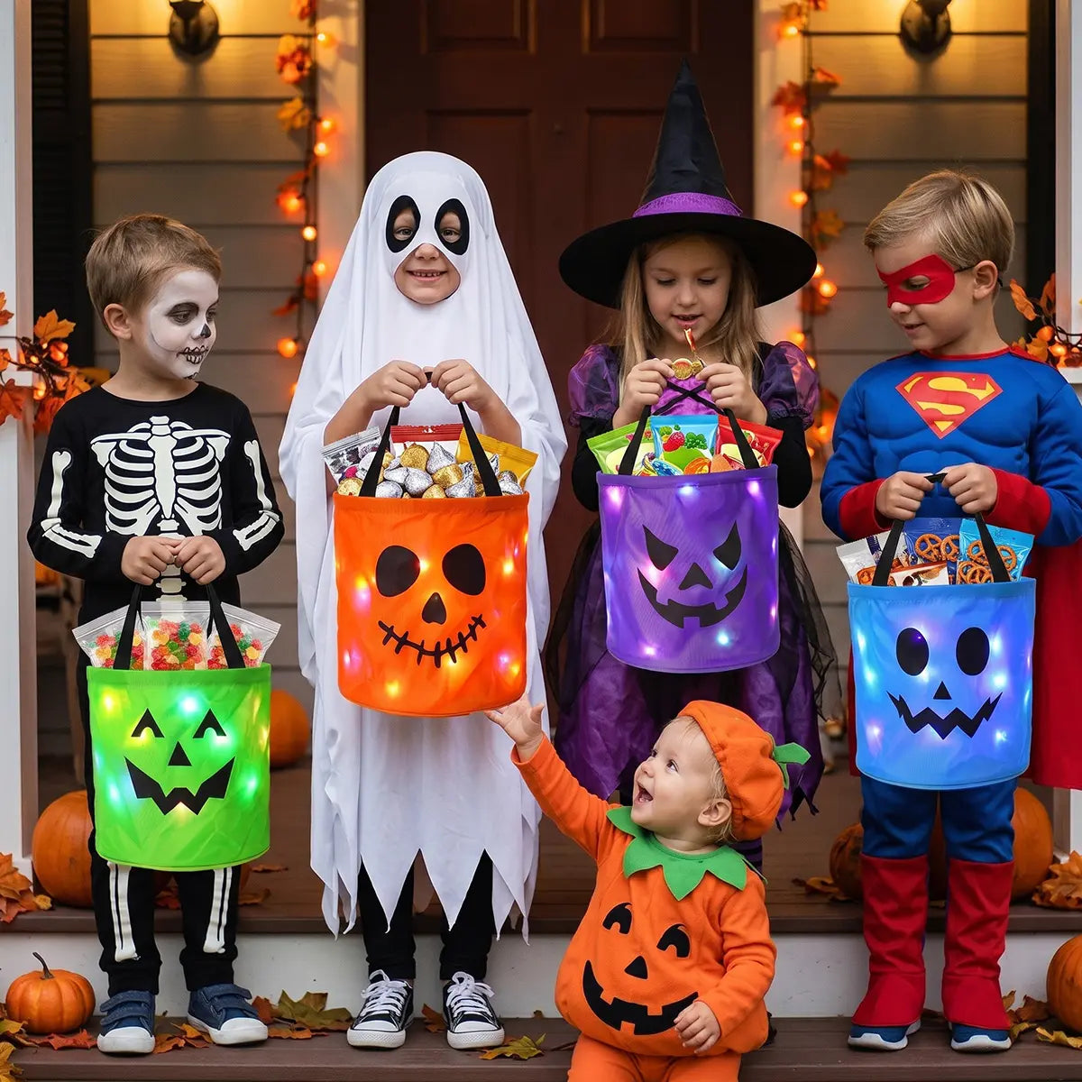 LED Halloween Candy Buckets – 3 or 4-Piece Trick-or-Treat Set