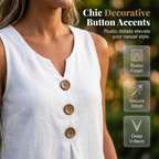 👗🌿☀️ Women's V-Neck Sleeveless Cotton Linen Vest – Breathable, Soft & Lightweight – Perfect for Layering or Wearing Alone on Warm Days 🌸🍃