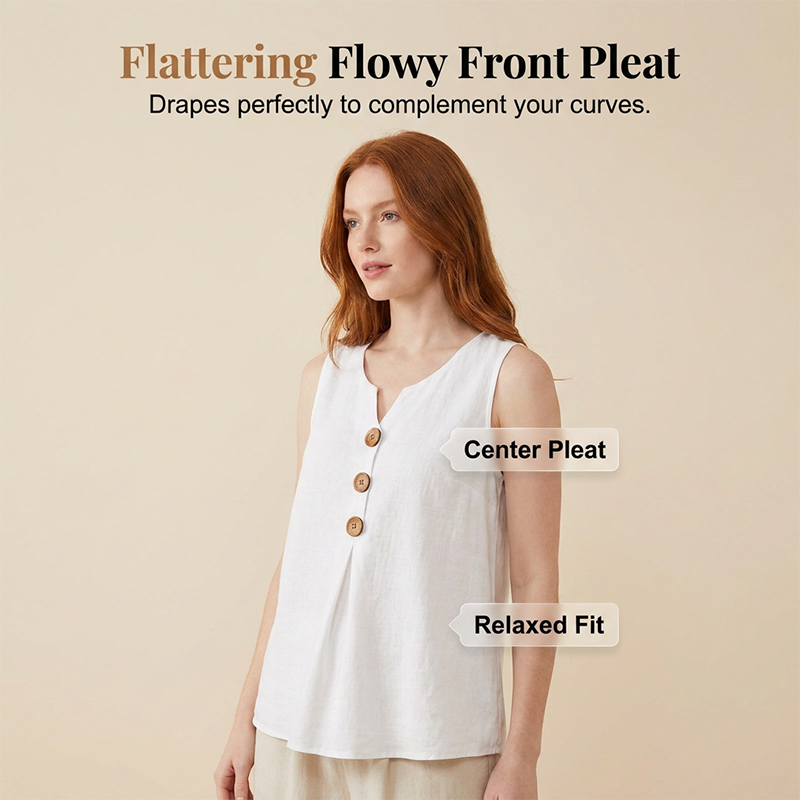 👗🌿☀️ Women's V-Neck Sleeveless Cotton Linen Vest – Breathable, Soft & Lightweight – Perfect for Layering or Wearing Alone on Warm Days 🌸🍃