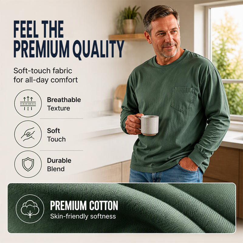👕Men's Loose-Fit Long Sleeve T-Shirt – Everyday Comfort & Effortless Style